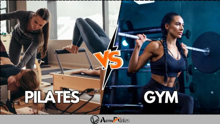 a collage of a woman in a gym Pilates vs gym